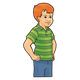 Standing Boy with a green striped shirt