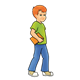 School Boy carrying an orange book