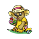 Garden Bear picking flowers