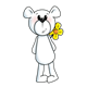 Shy White Bear with a yellow flower