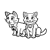 Two Kittens Line PNG