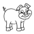 Standing Pig Line PNG