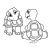 Two Green Turtles Line PNG