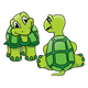 Two Green Turtles front and back