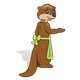 Brown Otter with a green apron