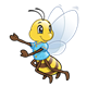 Bee with a light blue shirt