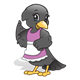 Black Crow with a purple apron