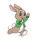 Brown Rabbit with a green jacket
