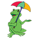 Green Frog holding an umbrella