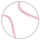 White Baseball with thin, red stitches