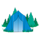 Blue Tent in Forest 