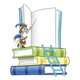 Mouse on Books with blank open book behind