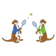 Two Otters playing tennis