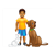 Boy with Pets Color PDF