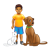 Boy with Pets Color PNG