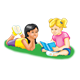 Two Girls reading a book