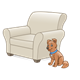 White Chair with dog sitting beside