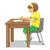 Girl Writing Color PNG