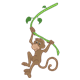Brown Monkey swinging on a green vine