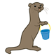 Brown Otter with blue bucket
