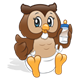 Baby Owl with a diaper and a bottle