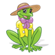 Green Frog with a shirt, hat, and bow