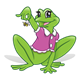 Green Frog with a pink dress and bee