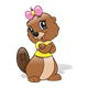 Beaver Girl with a yellow shirt and pink bow