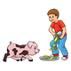 Farm Boy feeding a pig