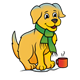 Winter Puppy with a scarf and a mug