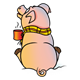 Winter Pig with a scarf and a mug