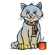 Winter Cat with a scarf and a mug