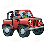 Boy Driving a Jeep