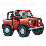 Boy Driving a Jeep