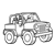 Boy Driving a Jeep Line PNG