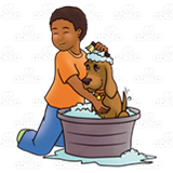 Boy Washing Dog