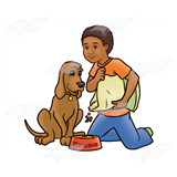 Boy Feeding Dog