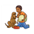 Boy Feeding Dog Color PDF