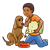 Boy Feeding Dog Color PNG