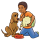 Boy Feeding Dog 