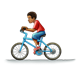 Boy Riding Blue Bike 