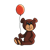 Bear with Balloon Color PNG