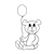 Bear with Balloon Line PNG