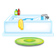 Bathtub with a green rug