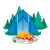 Blue Tent in Forest Color PNG