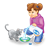 Girl Pouring Milk Color PNG