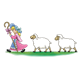 Little Bo Peep with two sheep on grass