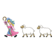 Little Bo Peep with two sheep