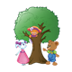 Tree with Button Bear, Amber Lamb, and Katie Kitten