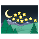 Night Scene with mountains, moon, and ten stars